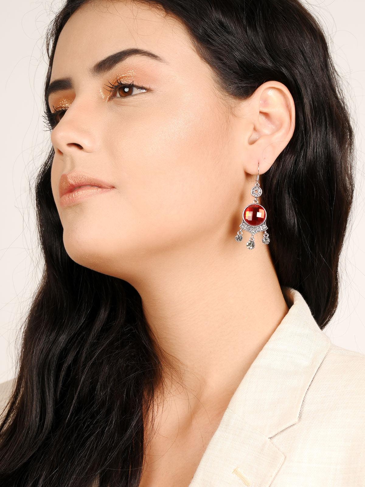Women's Marabel Ruby Red Crystal Earrings - Odette