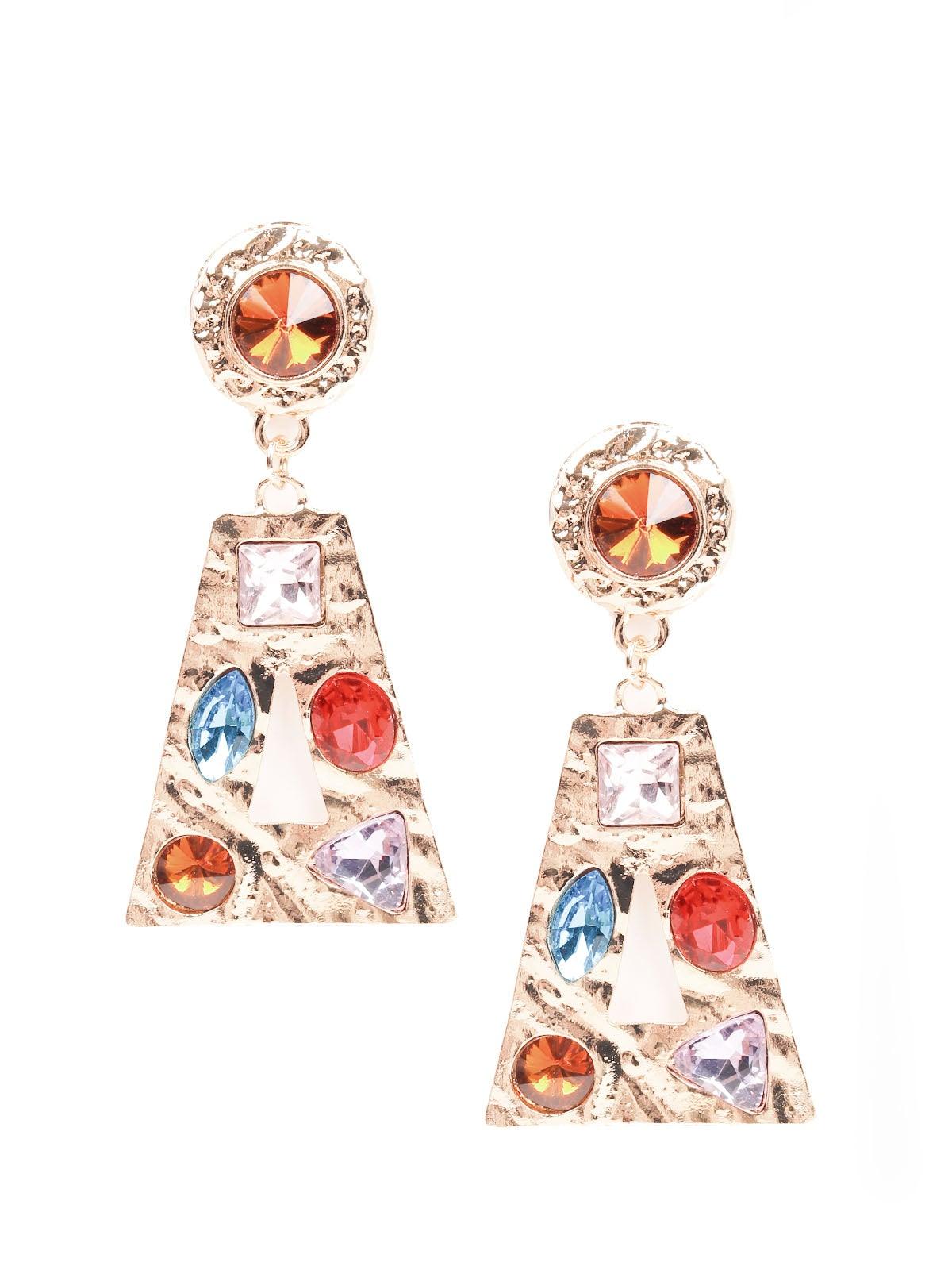 Women's Marble Effect Gemstone Embellished Drop Earrings - Odette