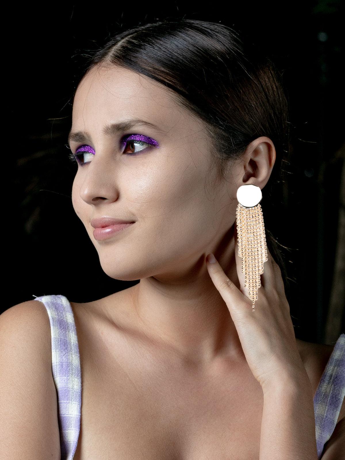 Women's Metallic Gold Drop Tassel Earrings - Odette