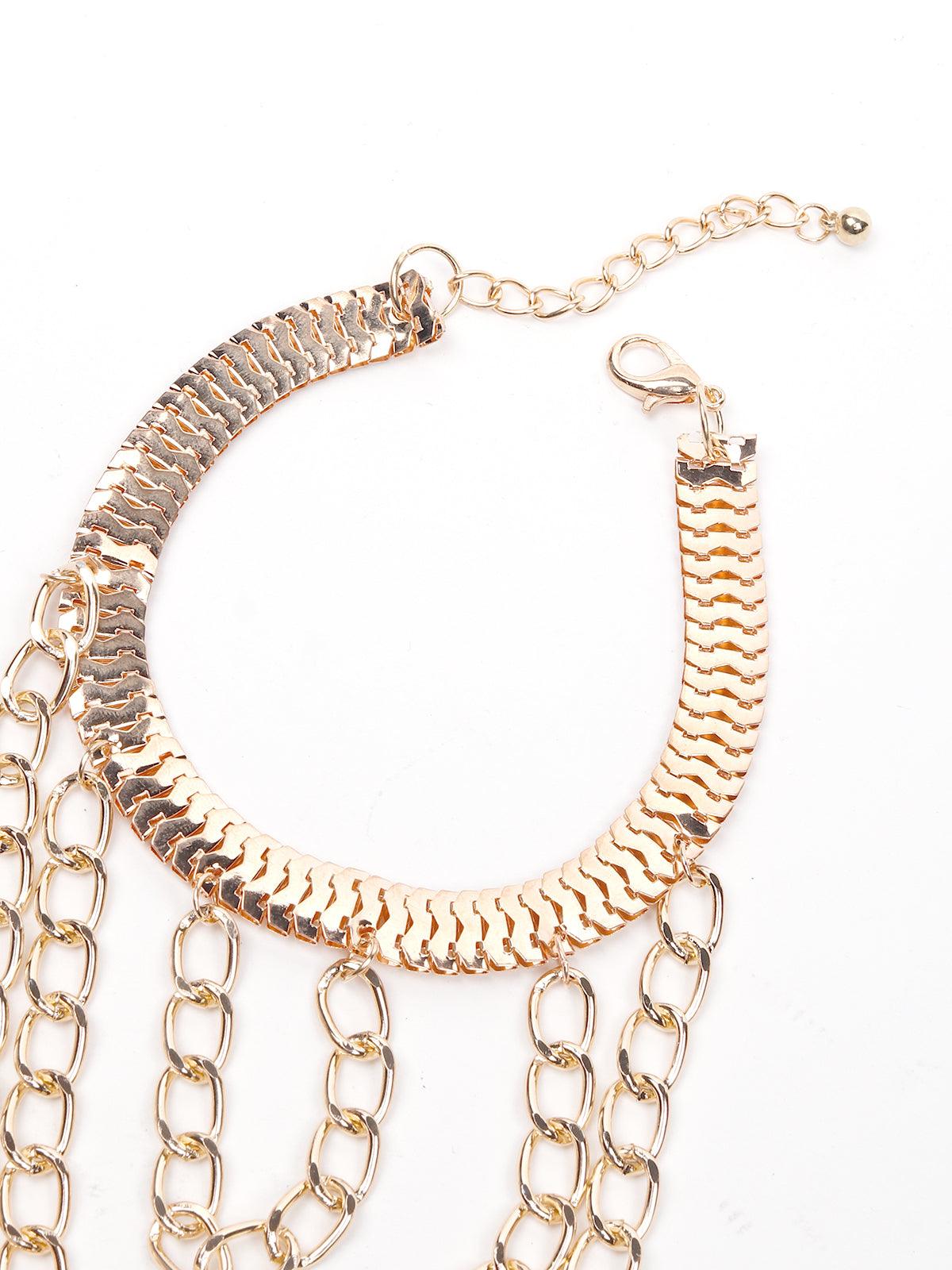 Women's Mettalic Gold Snake Skin Layered Necklace - Odette