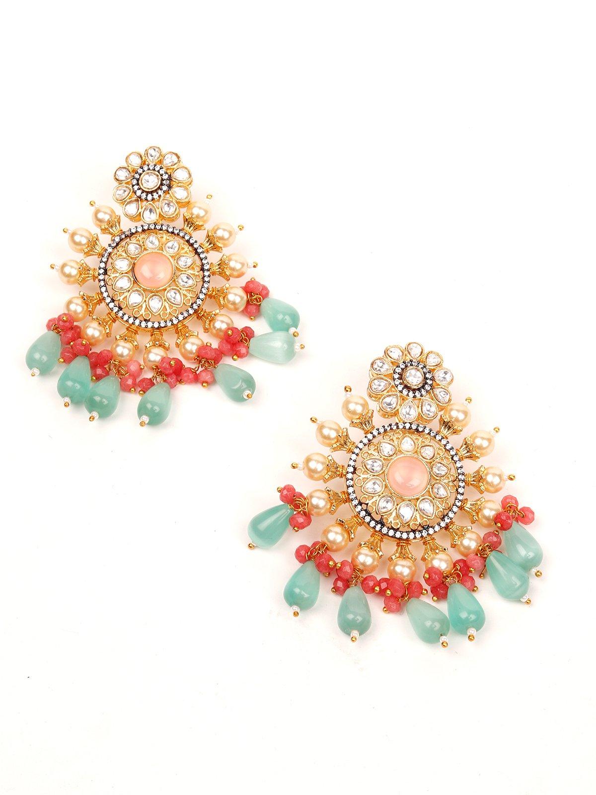 Women's Mint Green And Red Beaded Jewellery Set - Odette