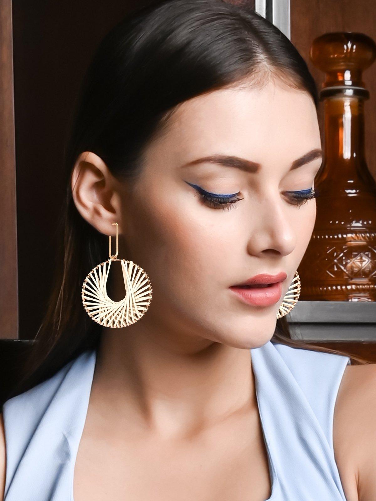 Women's Modern Art Inspired Hoop Earrings-White - Odette