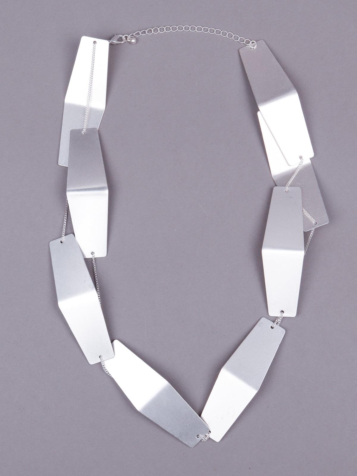 Women's Mordern Art Inspired Silver Necklace - Silver - Odette