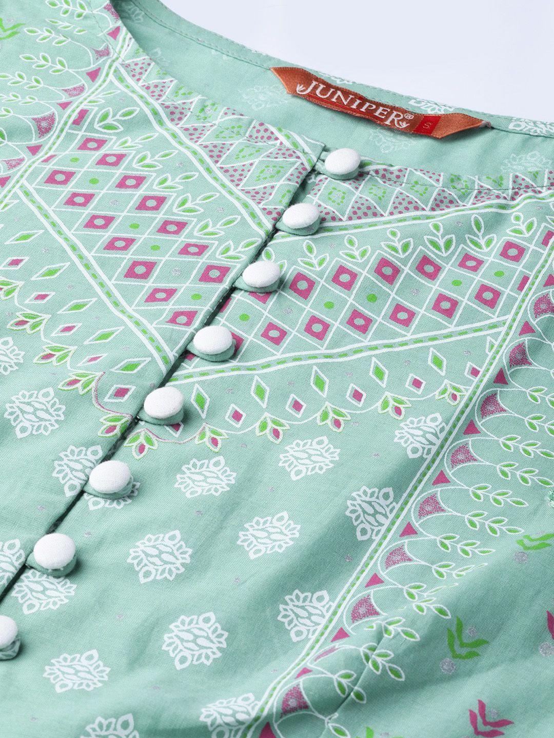 Women's Cambric Printed Peplum Crop-Top With Palazzo - Juniper