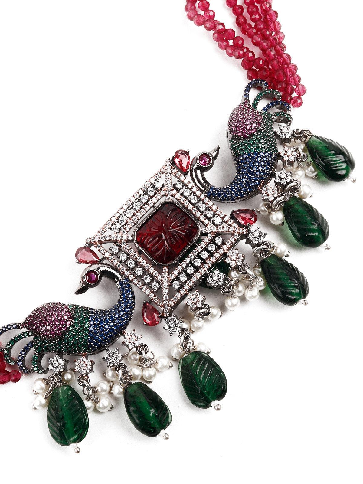 Women's Multi Colored  Choker Necklace Set - Odette