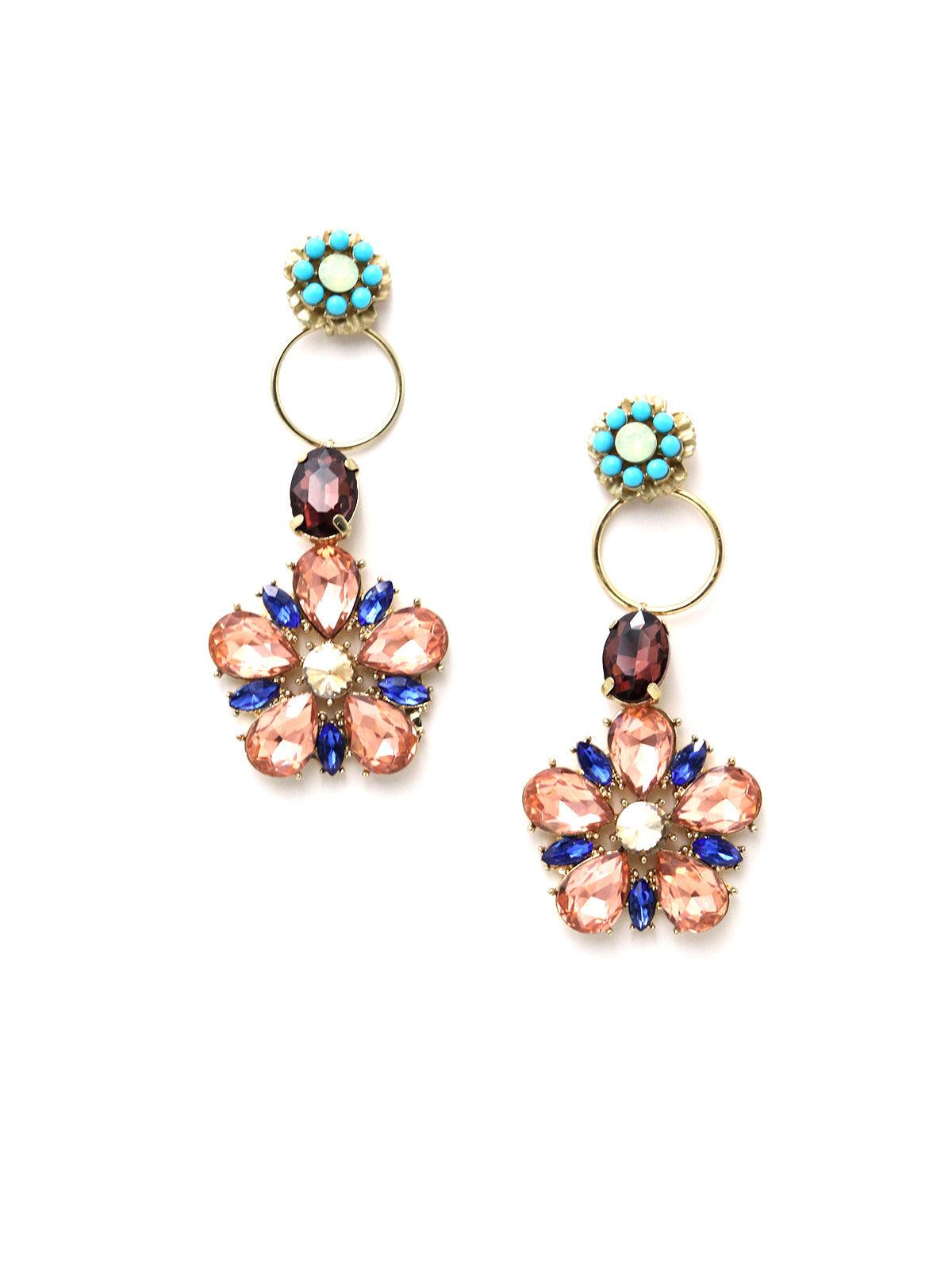Women's Multi-Coloured Floral Dangle Earrings! - Odette