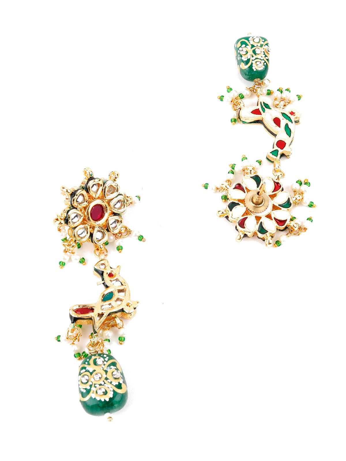Women's Multi-Coloured Stone Enticing Long Onyx Necklace Set - Odette