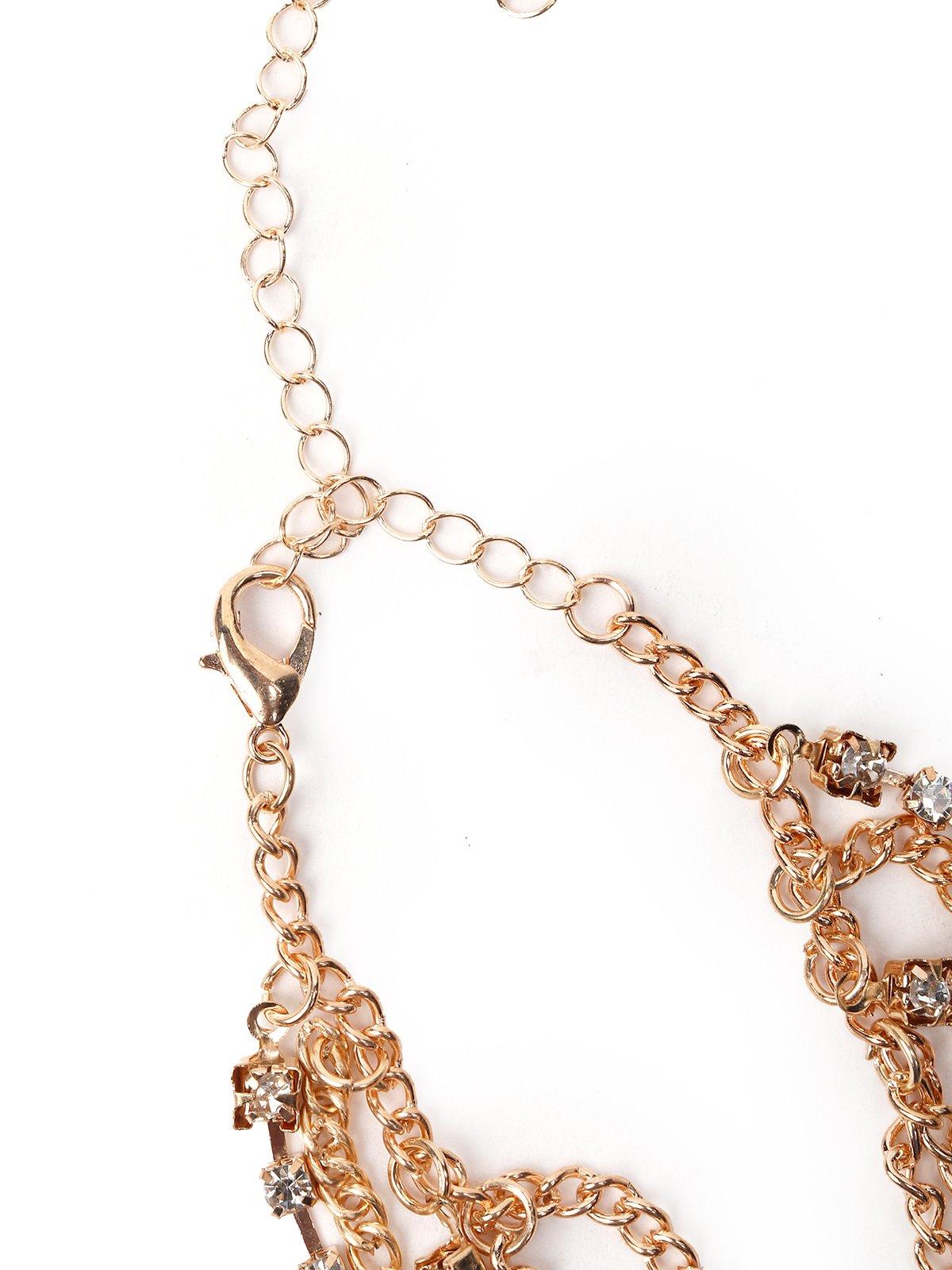 Women's Multi-Layered Chain Embedded Hathphool-Gold - Odette