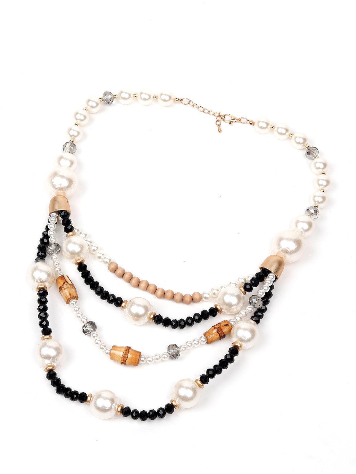 Women's Multi-Layered Stone And Beaded Embellished Statement Necklace - Odette
