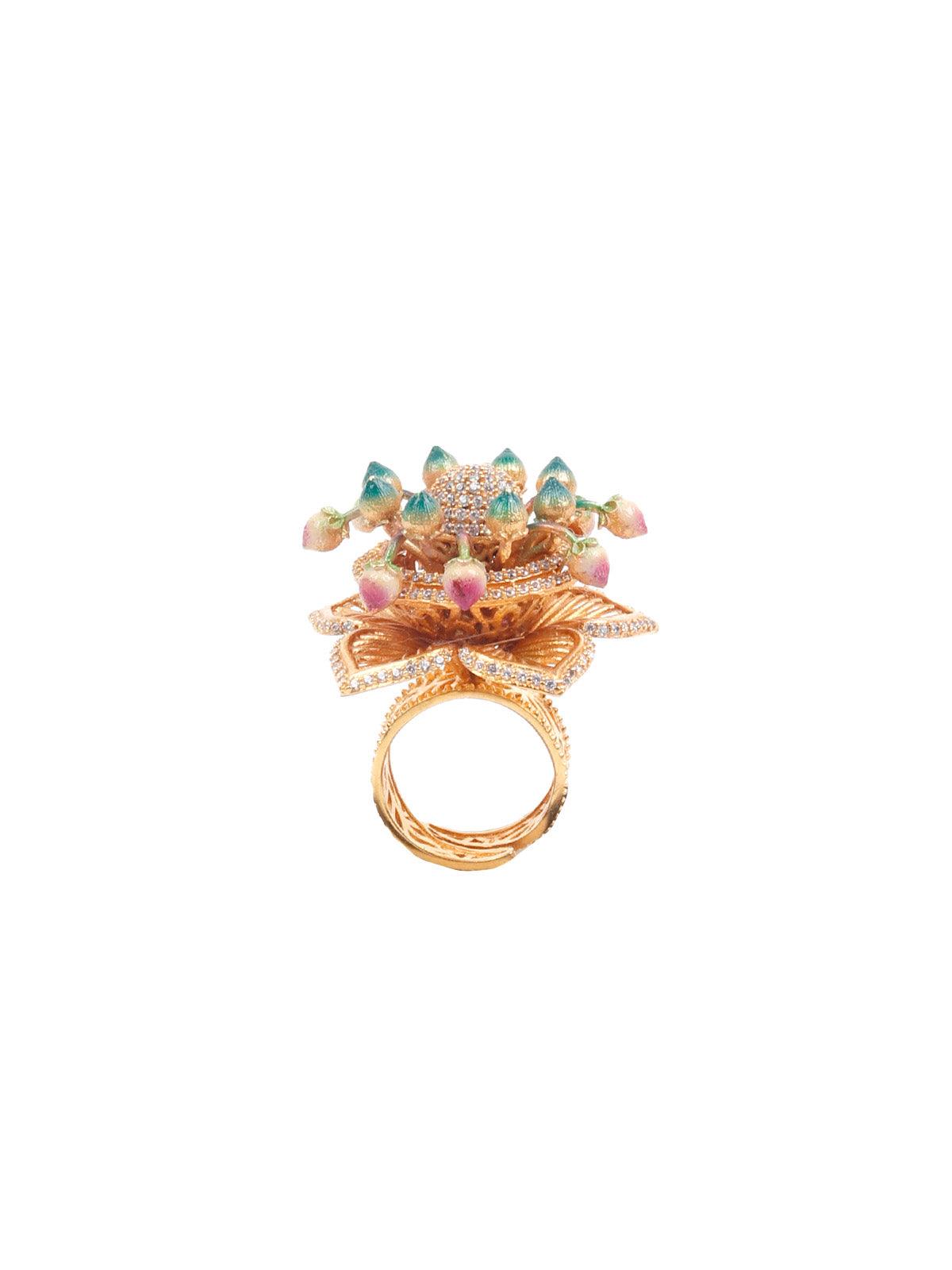 Women's Multicolored Embellished Ring - Odette
