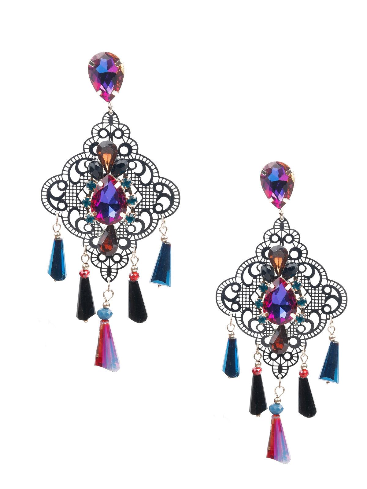Women's Multicolored Stone Dangle Earrings - Odette