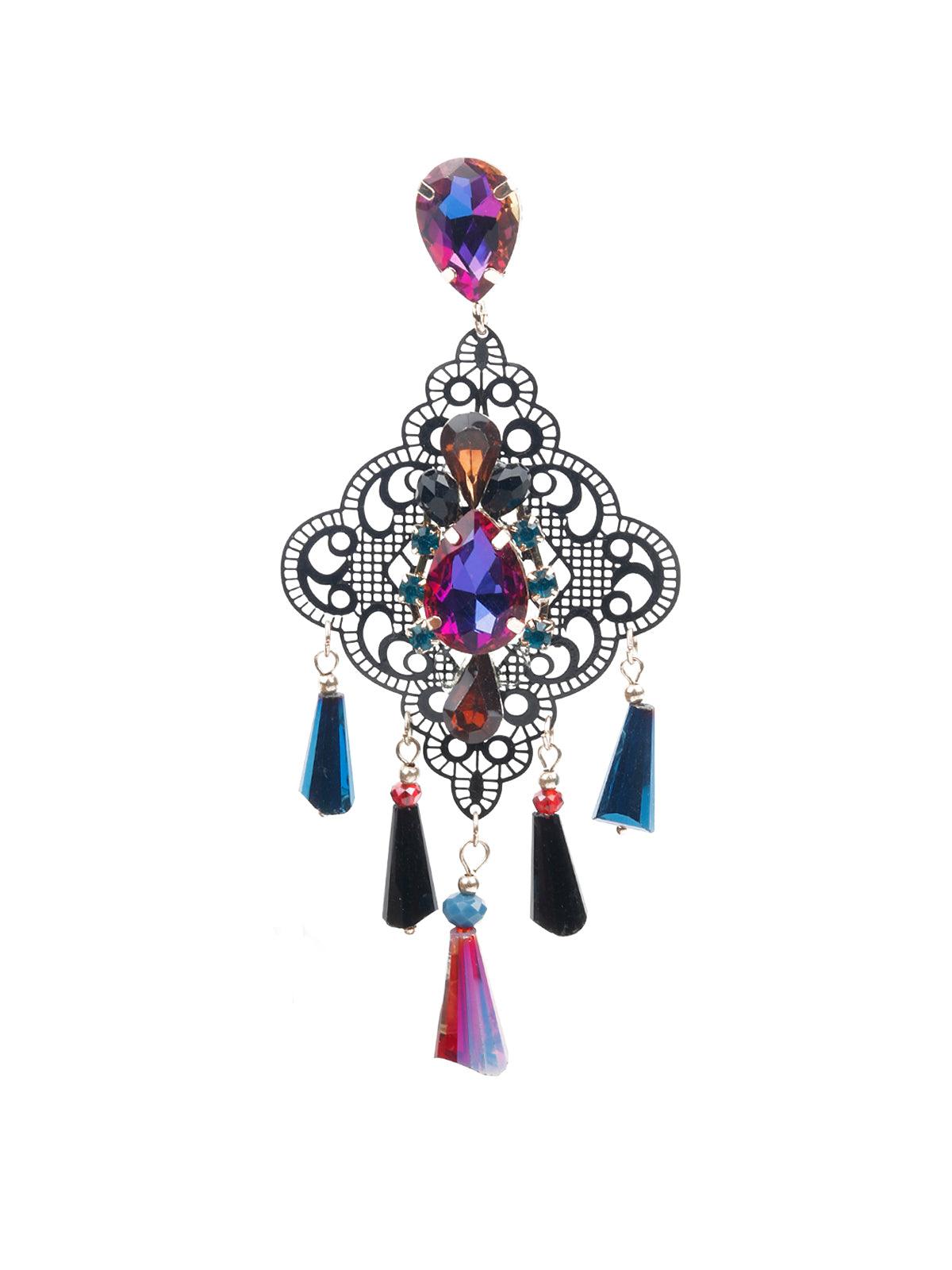Women's Multicolored Stone Dangle Earrings - Odette