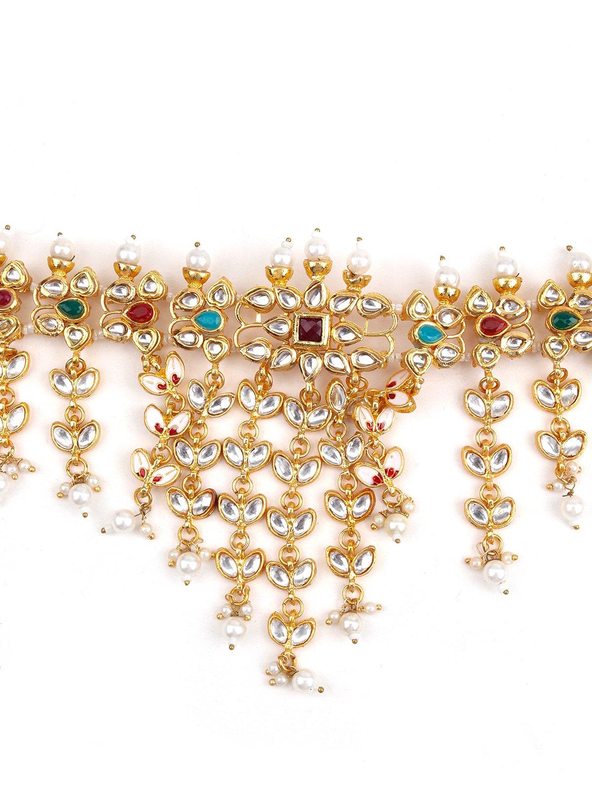 Women's Multicolour Stones Necklace With Pearls - Odette