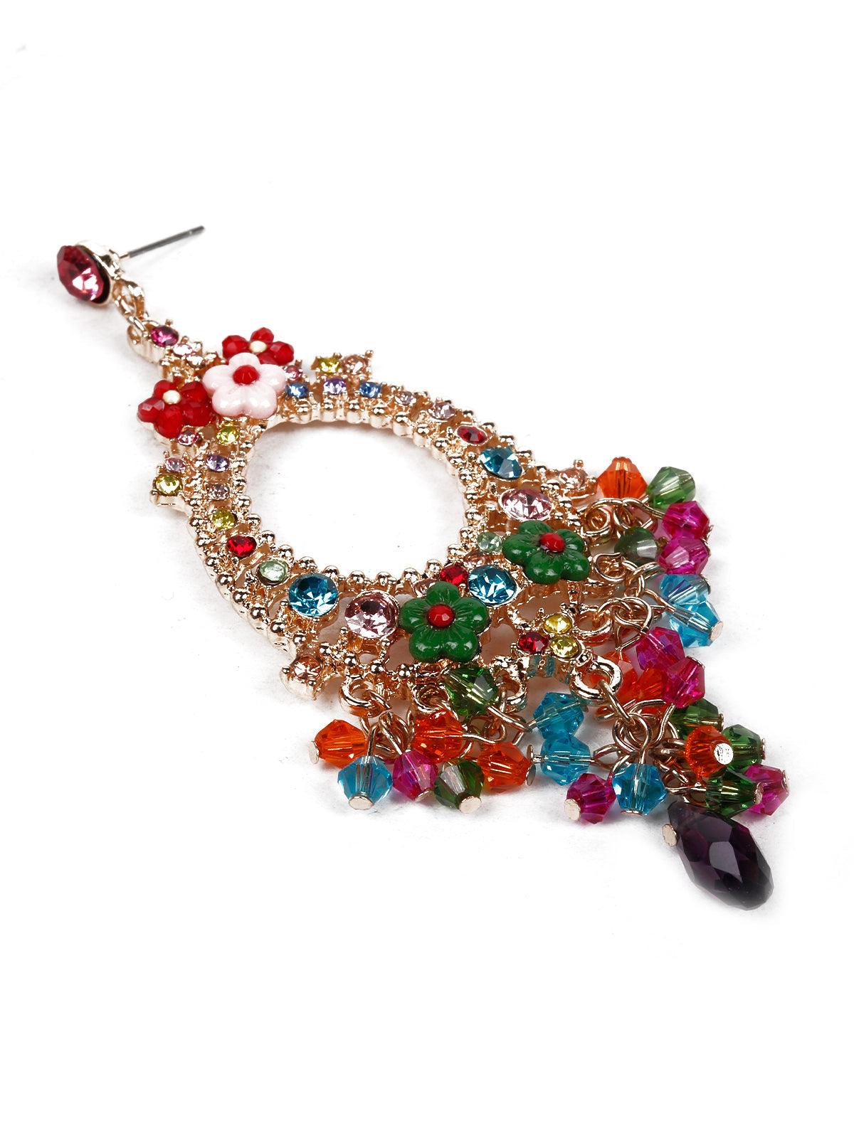 Women's Multicoloured Beaded Boho Drop Earrings - Odette