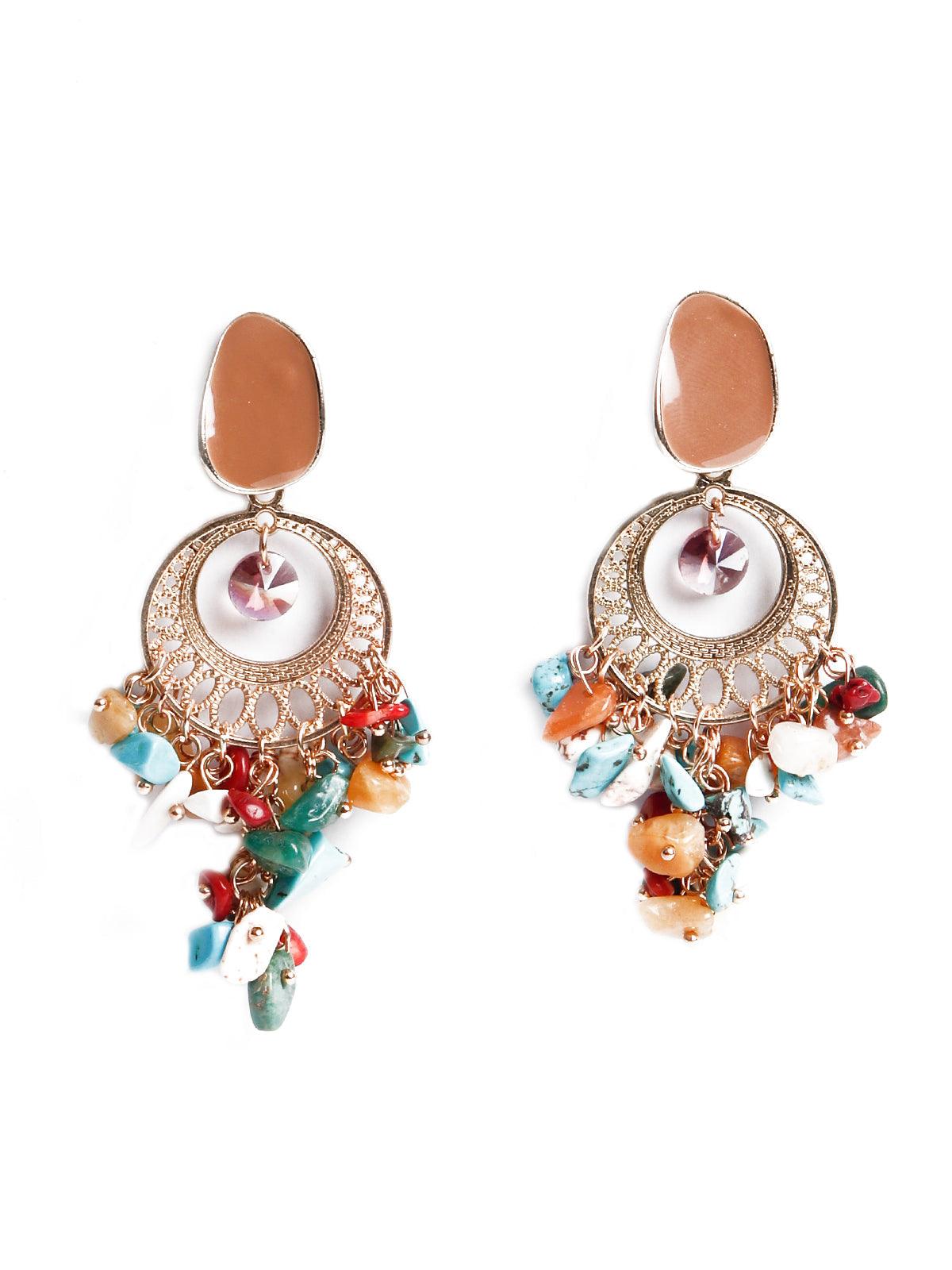 Women's Multicoloured Clustered Drop Earrings - Odette