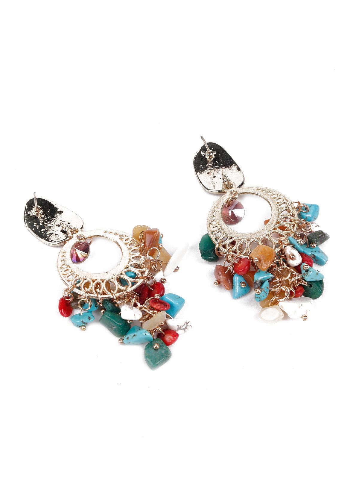 Women's Multicoloured Clustered Drop Earrings - Odette