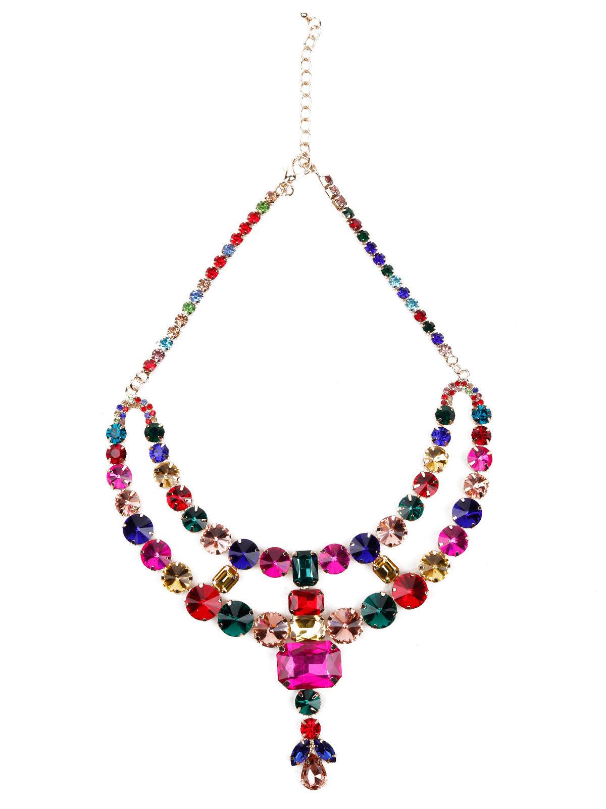 Women's Multicoloured Gemstone Embellished Statement Necklace - Odette