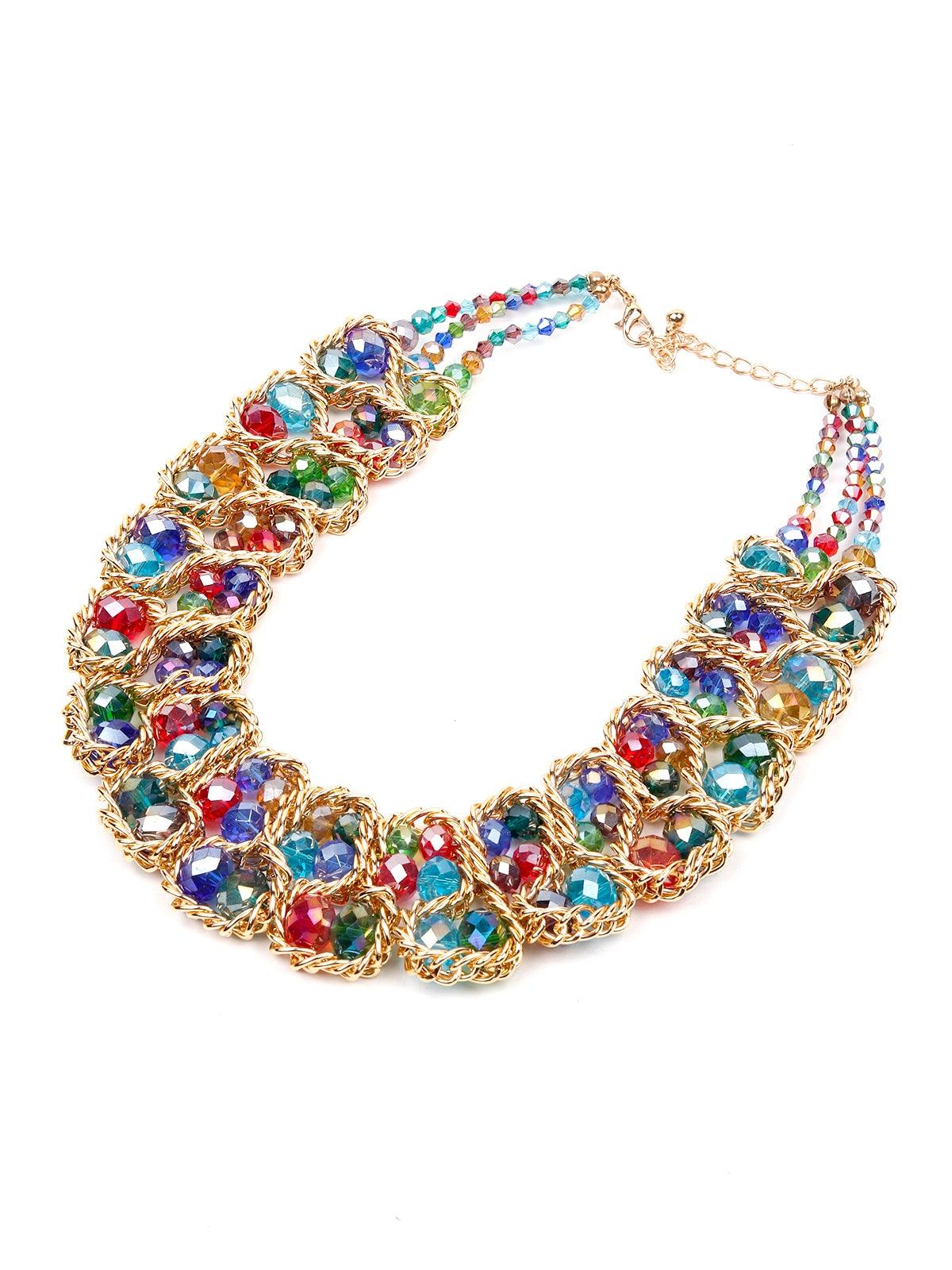 Women's Multicoloured Sparkling Beaded Necklace Set - Odette