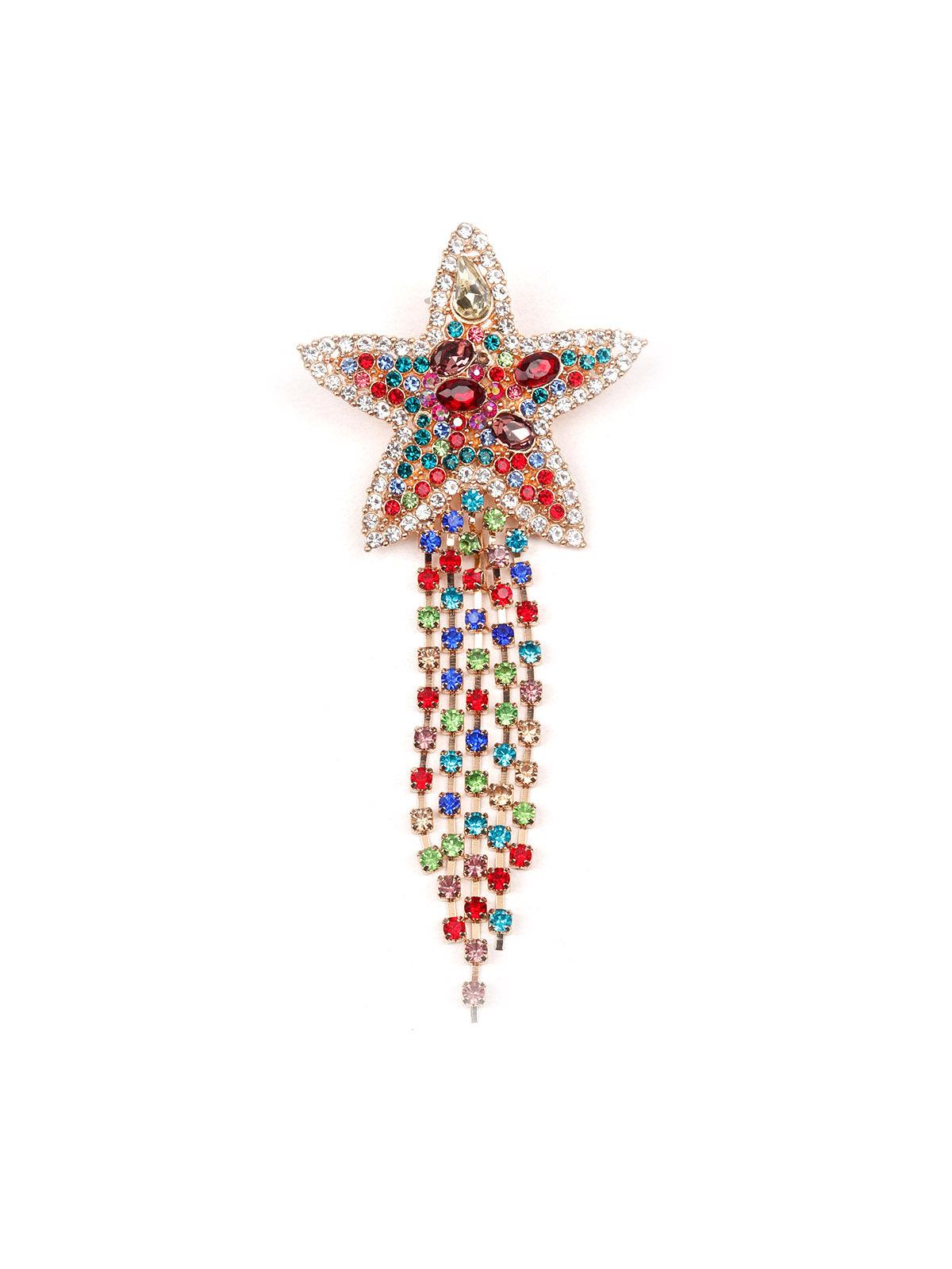 Women's Multicoloured Star-Shaped Tassel Drop Statement Earrings - Odette