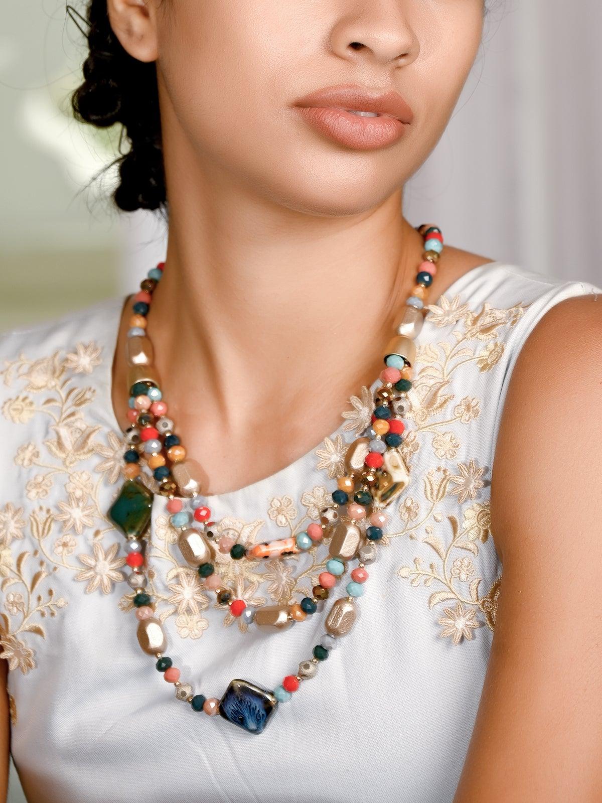 Women's Multilayered And Multicoloured Bohemian Necklace - Odette