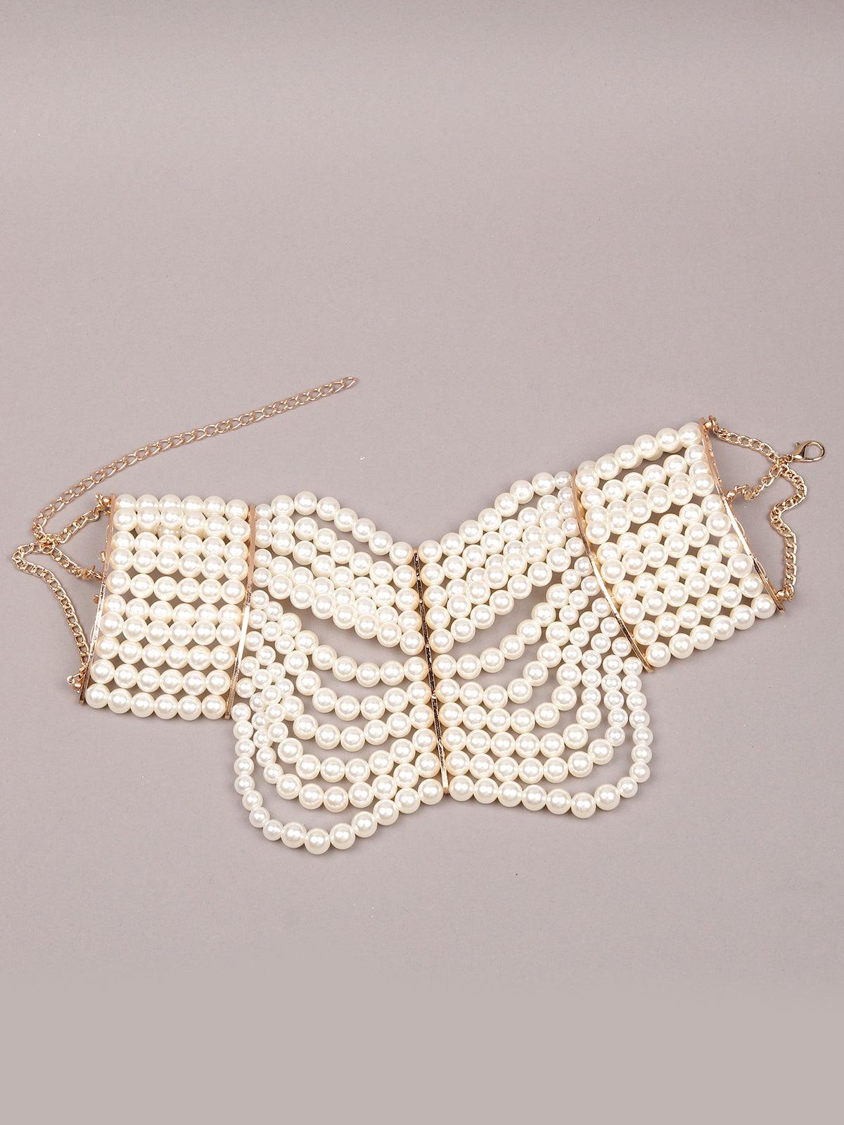 Women's Multilayered Broad Pearl Necklace - Odette