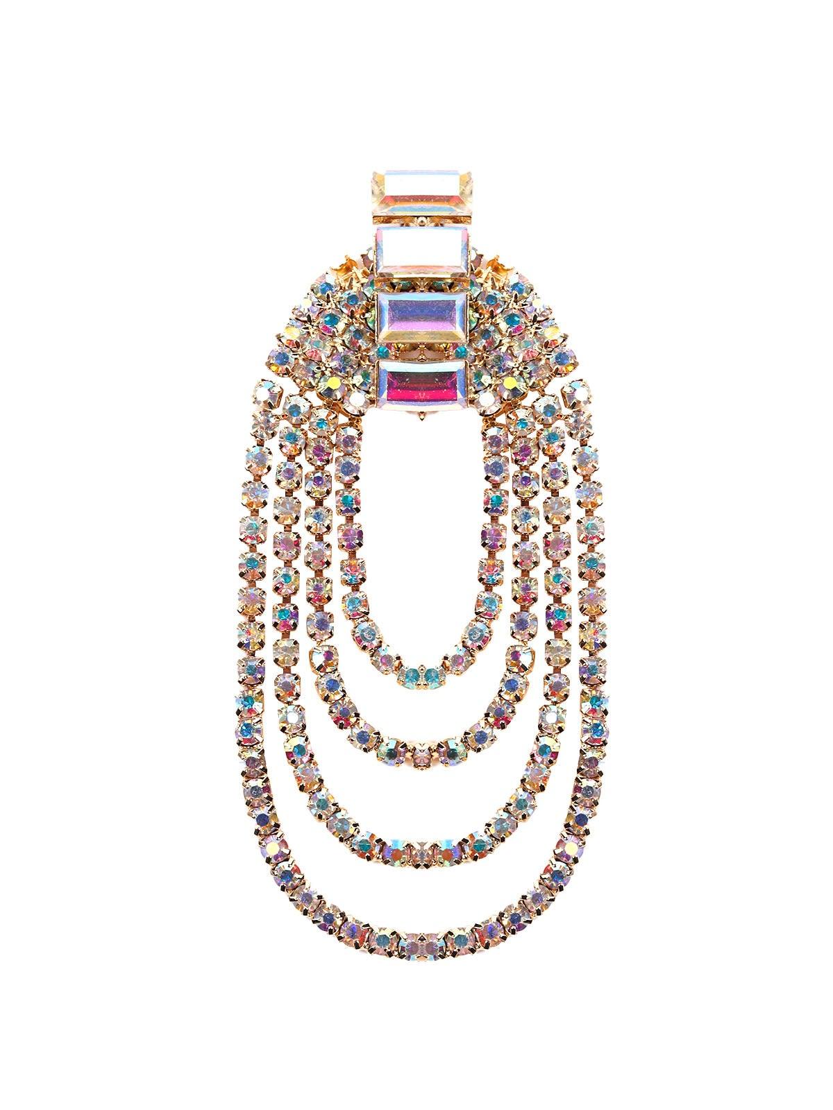 Women's Multilayered Overlapping Colourful Crystal Earrings - Odette
