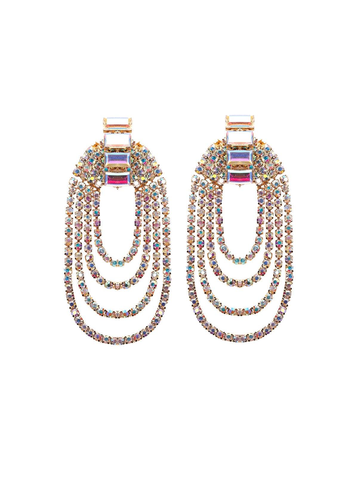 Women's Multilayered Overlapping Colourful Crystal Earrings - Odette