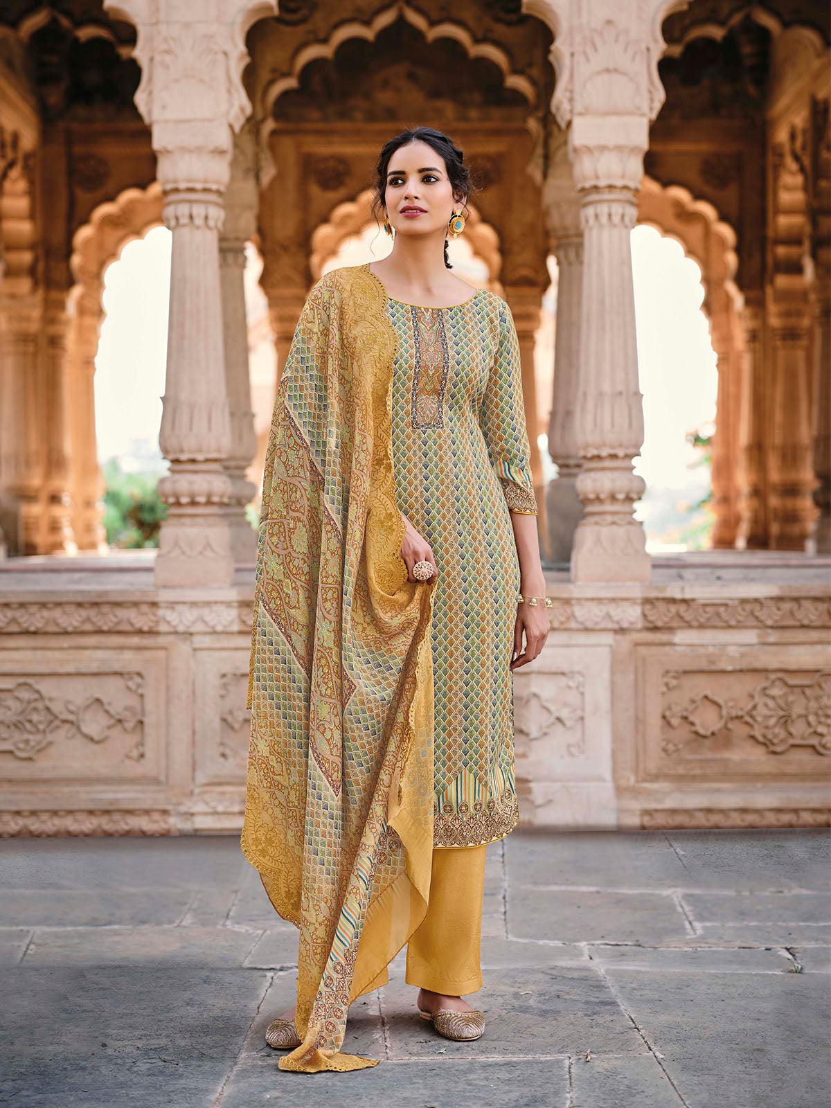 Women's Mustrad Color Beautiful Salwar Suit Set - Odette