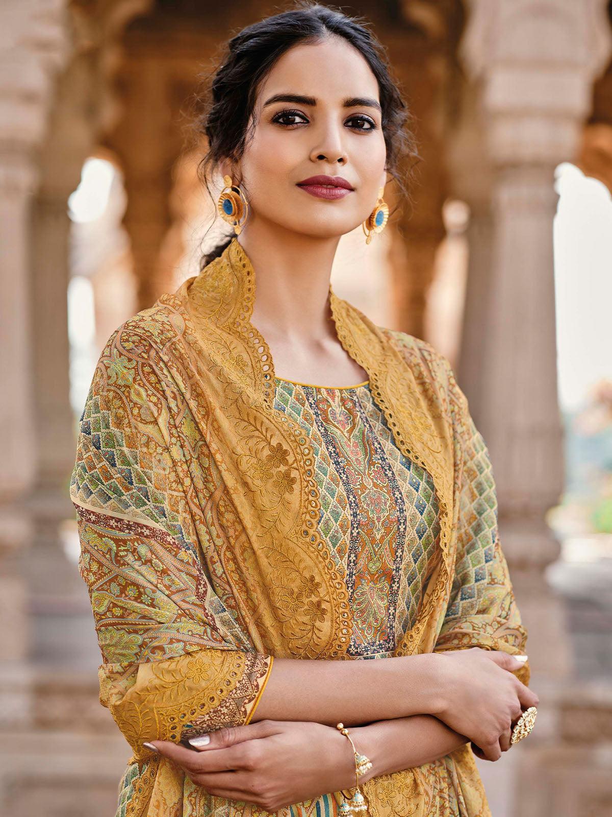 Women's Mustrad Color Beautiful Salwar Suit Set - Odette