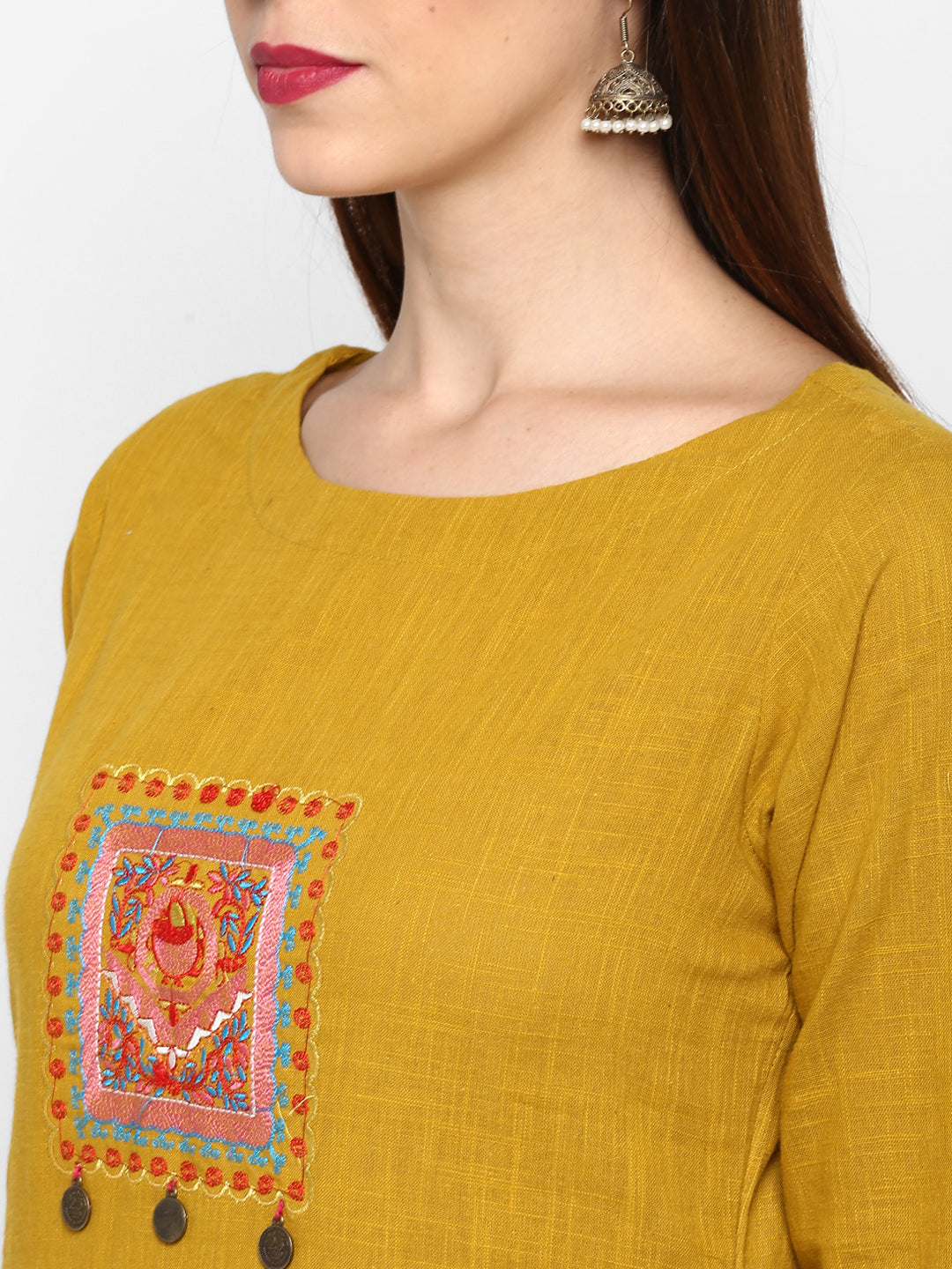 Women's Mustard Yellow Cotton Kurta By Vbuyz (1Pc)