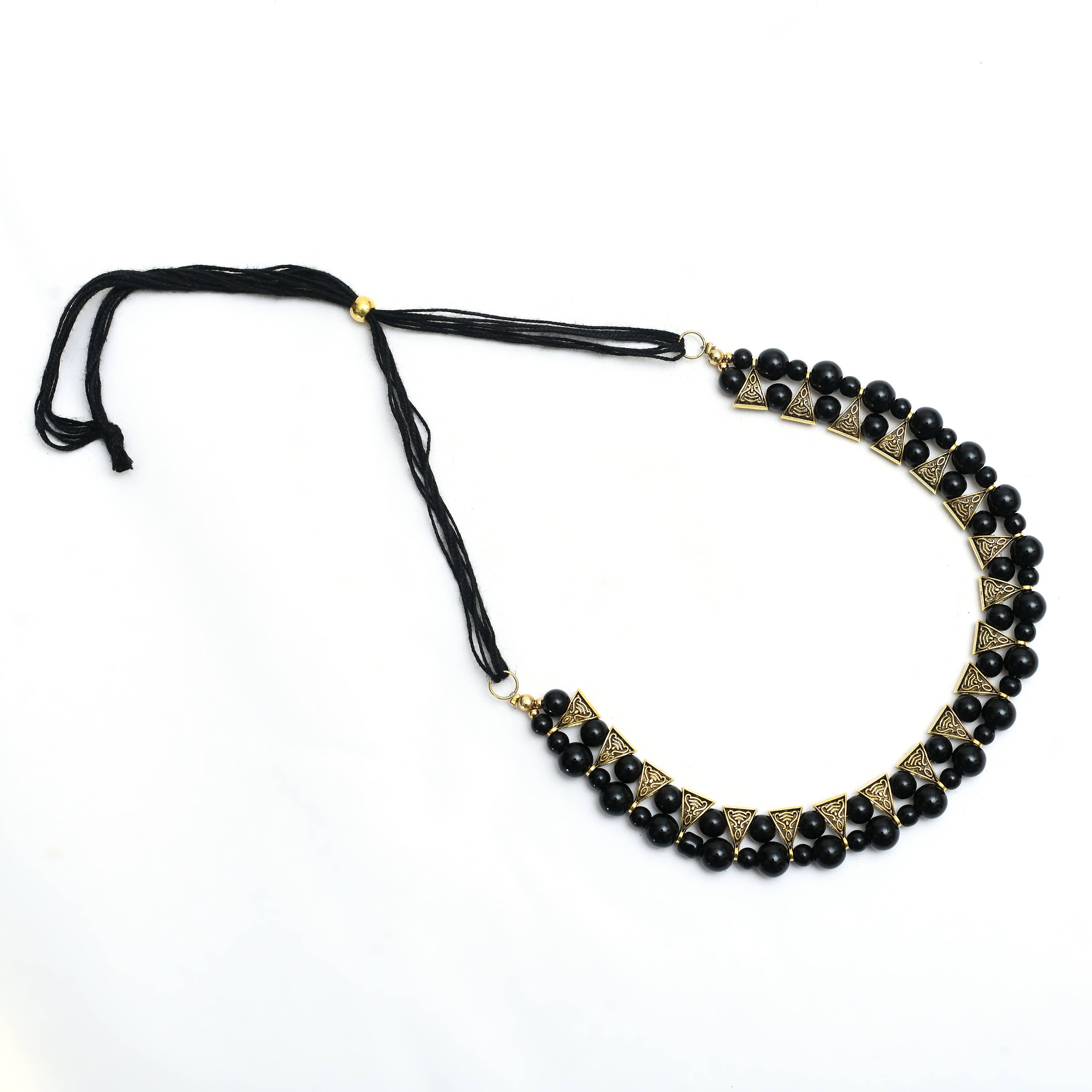 Kamal Johar Gold-Plated Black Pearls Necklace with Earrings Jkms_091