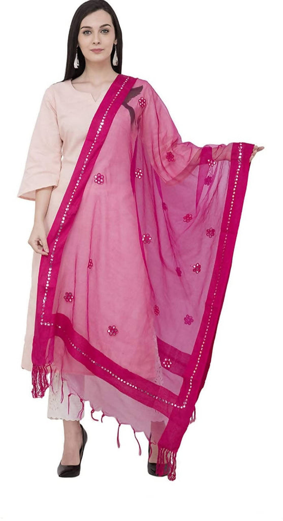 Women's Orgenza Flower Mirror Magenta Colour Dupatta & Chunni Mfd0022