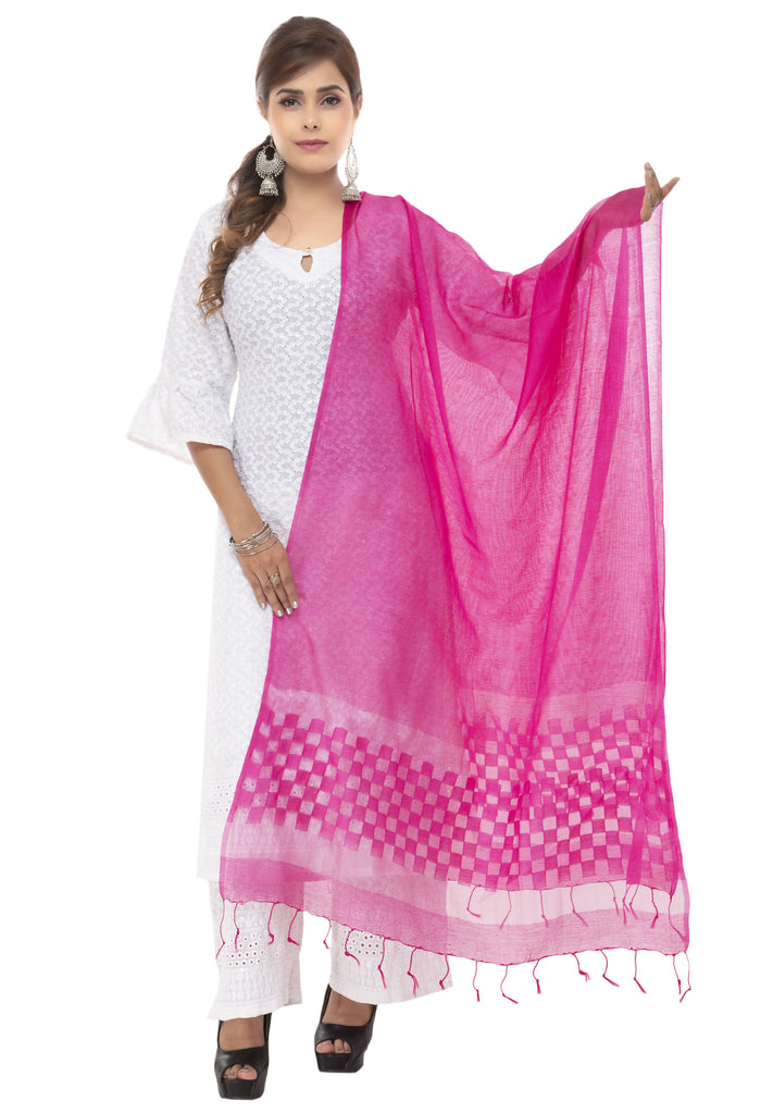 Women's Buta Cut Design Pink Colour Dupatta Mfd0041