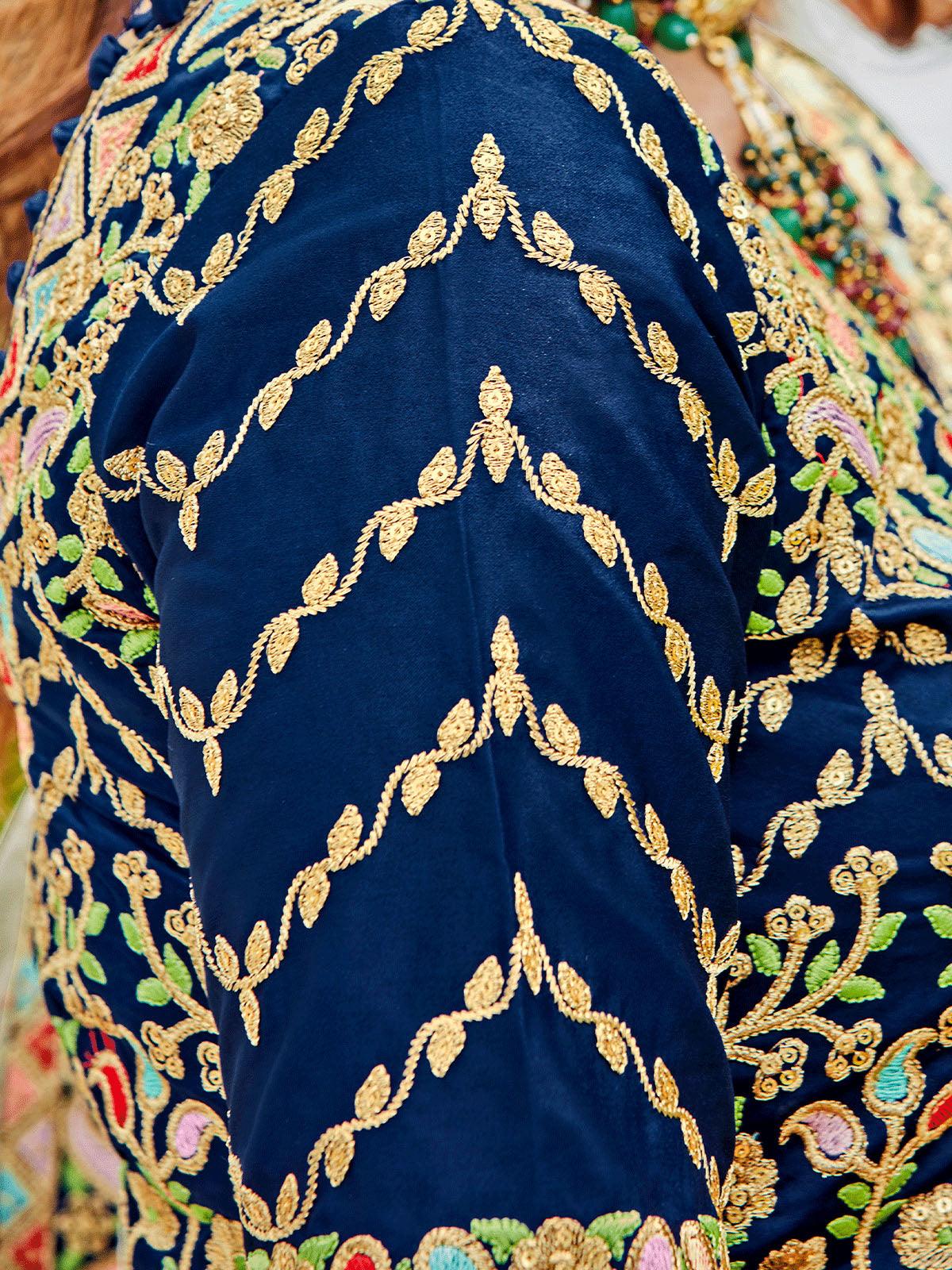 Women's Navy Blue Festival Wear Lehenga Set - Odette