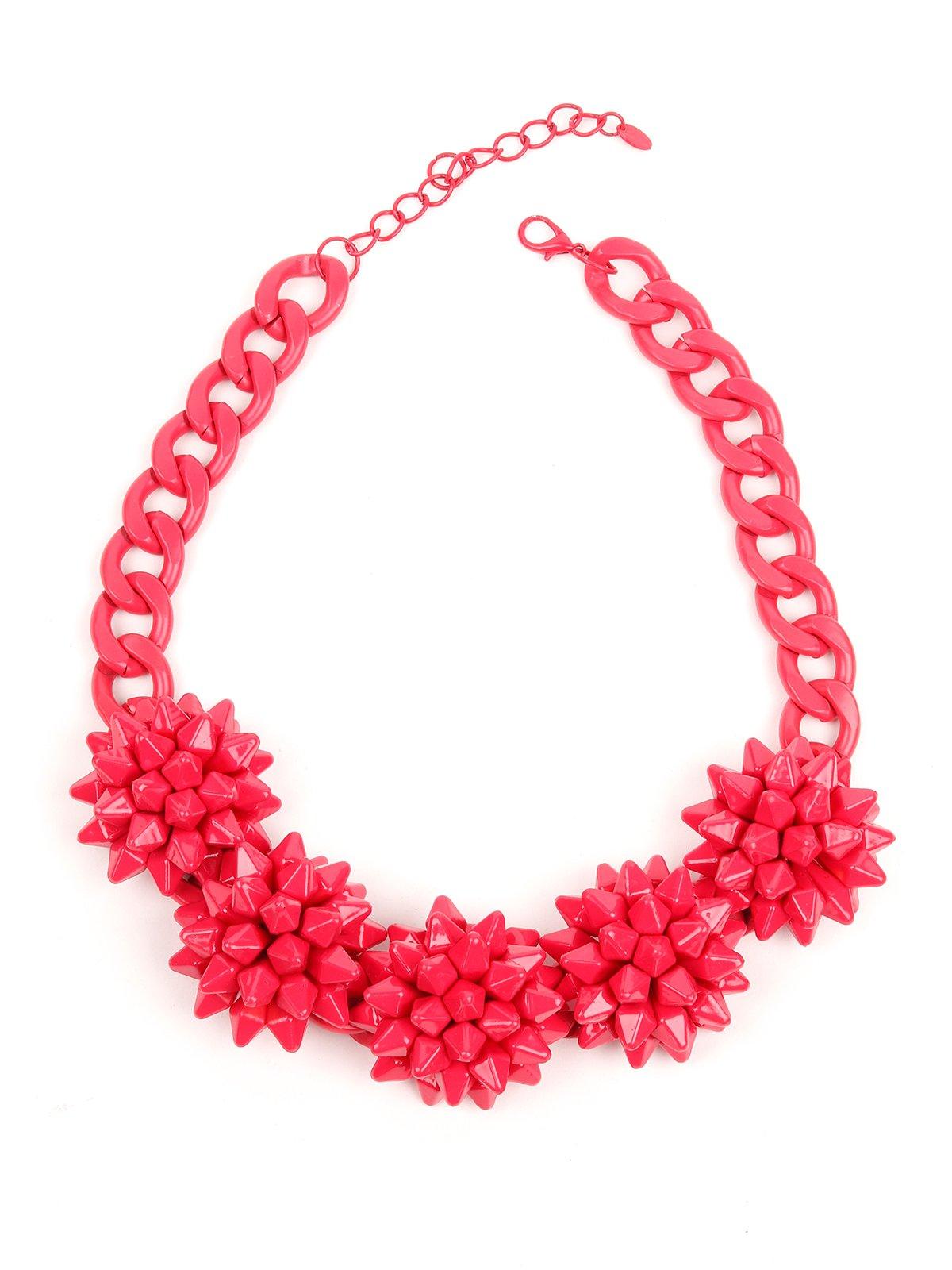 Women's Neon Pink Floral Necklace - Odette
