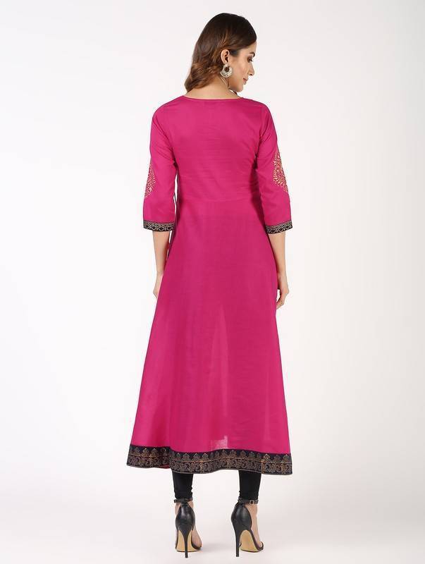 Women's Block Print Anarkali Kurta