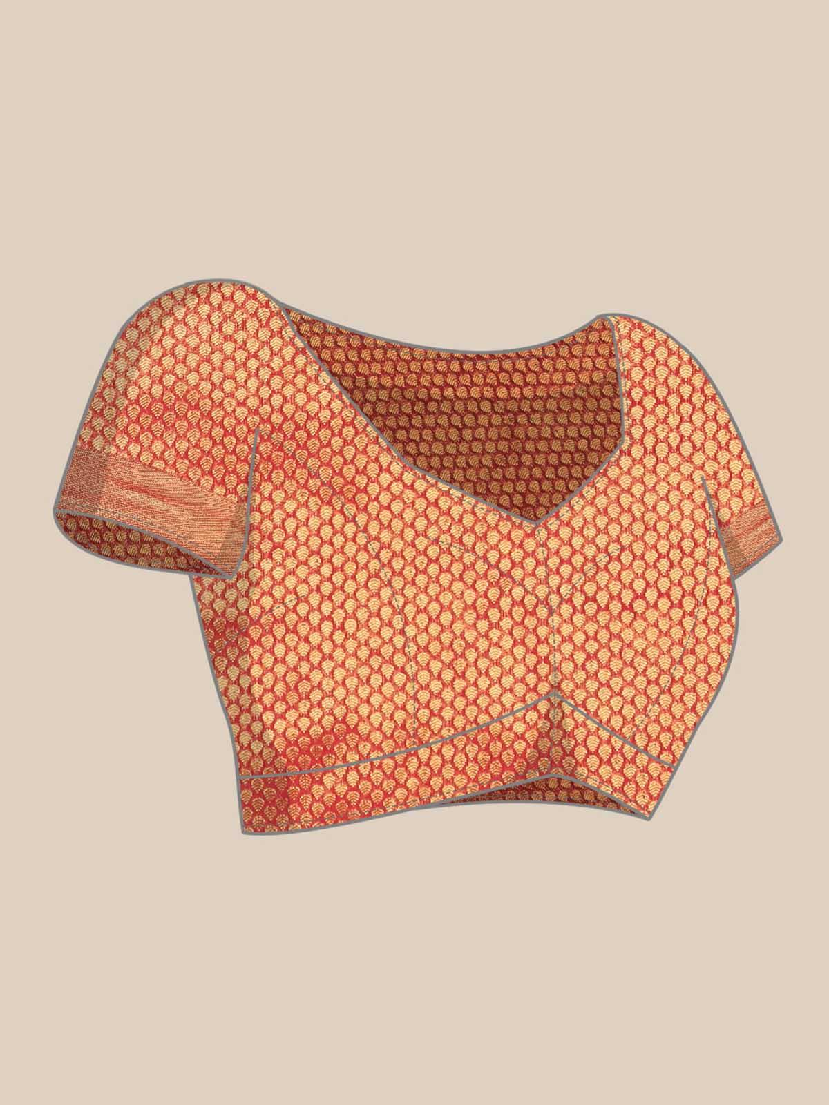 Women's Orange Kanjivaram Silk Banarasi Weaving Silk Saree - Odette