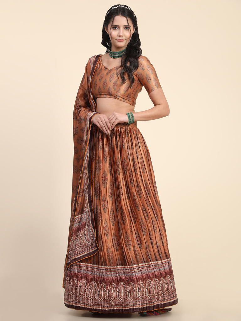 Women's New Fashion Digital Print work Designer Party Wear Lehenga Choli With Dupatta Semi Stitched.