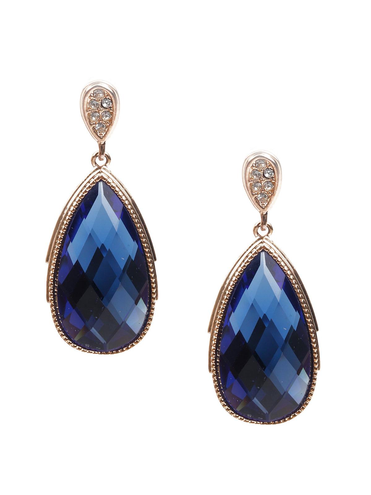Women's Ornate Blue Teardrop Earrings - Odette