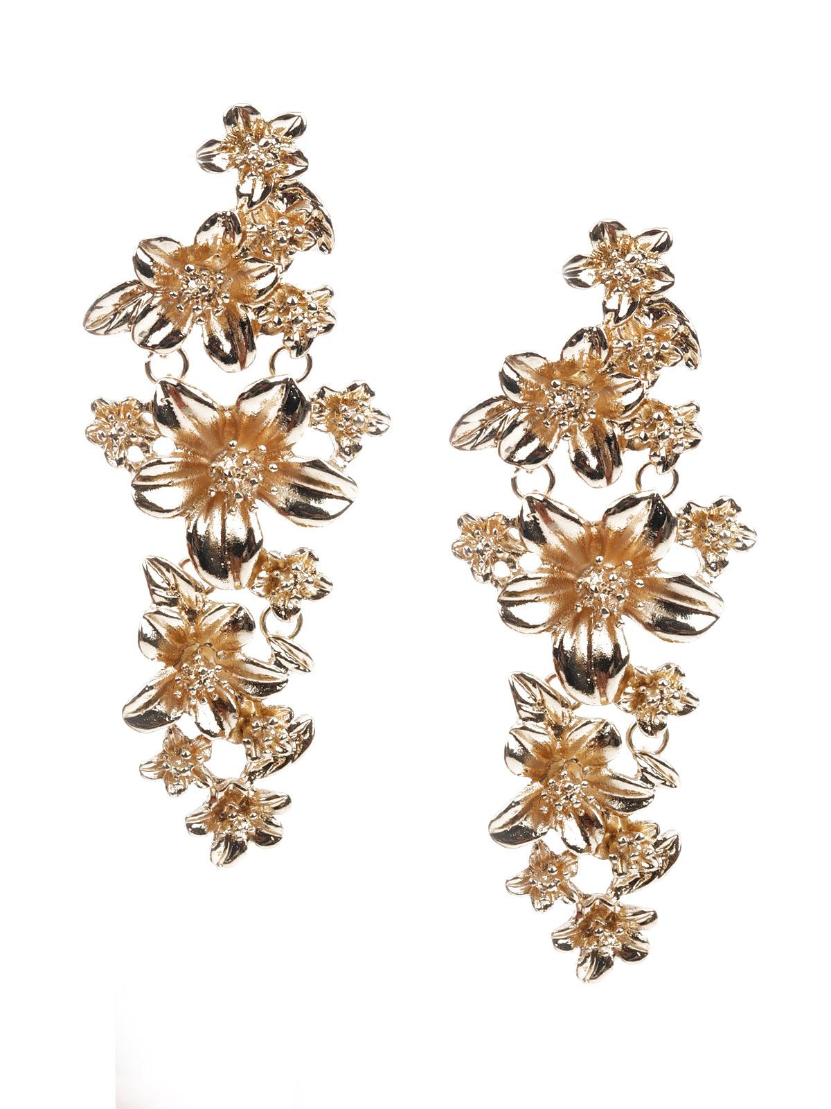 Women's Ornate Gold Dangler Earrings - Odette