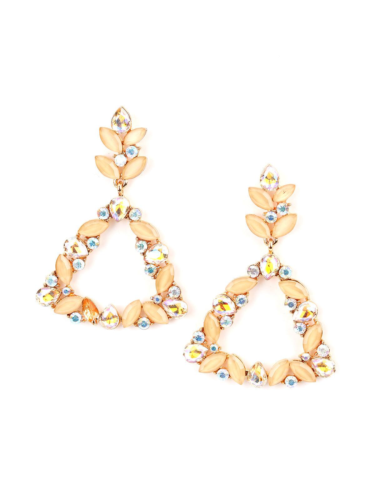 Women's Oval Shape Glittery Yellow Glittery Dangle Earrings - Odette