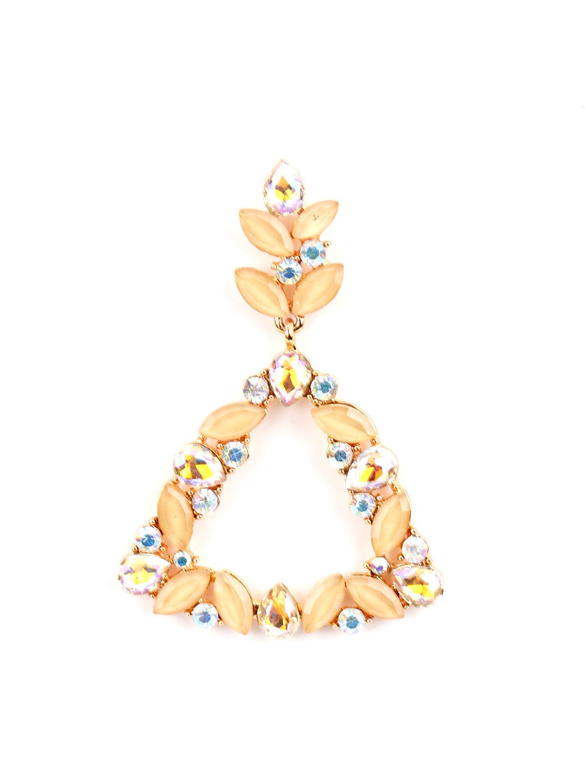 Women's Oval Shape Glittery Yellow Glittery Dangle Earrings - Odette