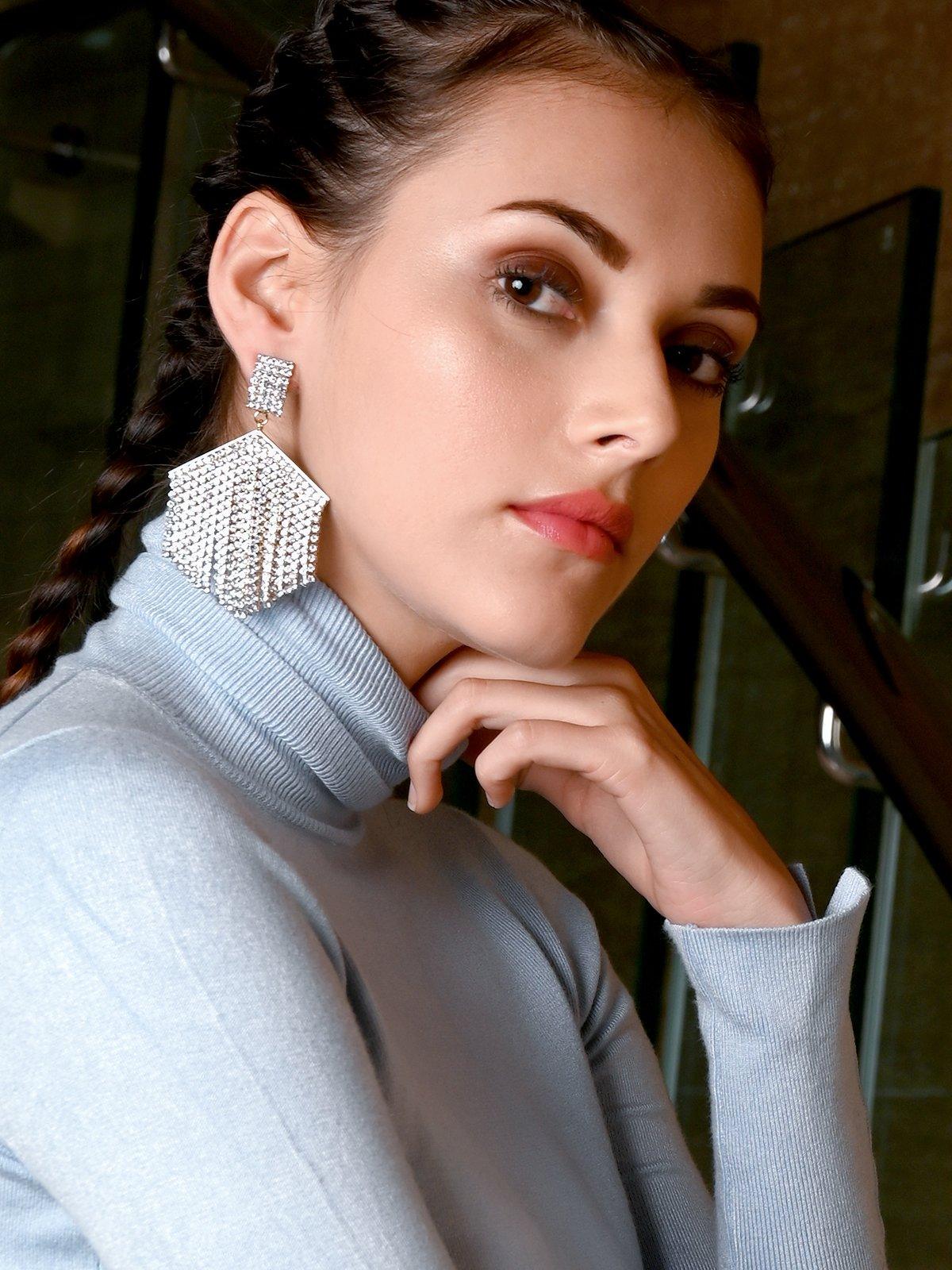 Women's Overflowing Gorgeous Crystal Drop Earrings - Odette