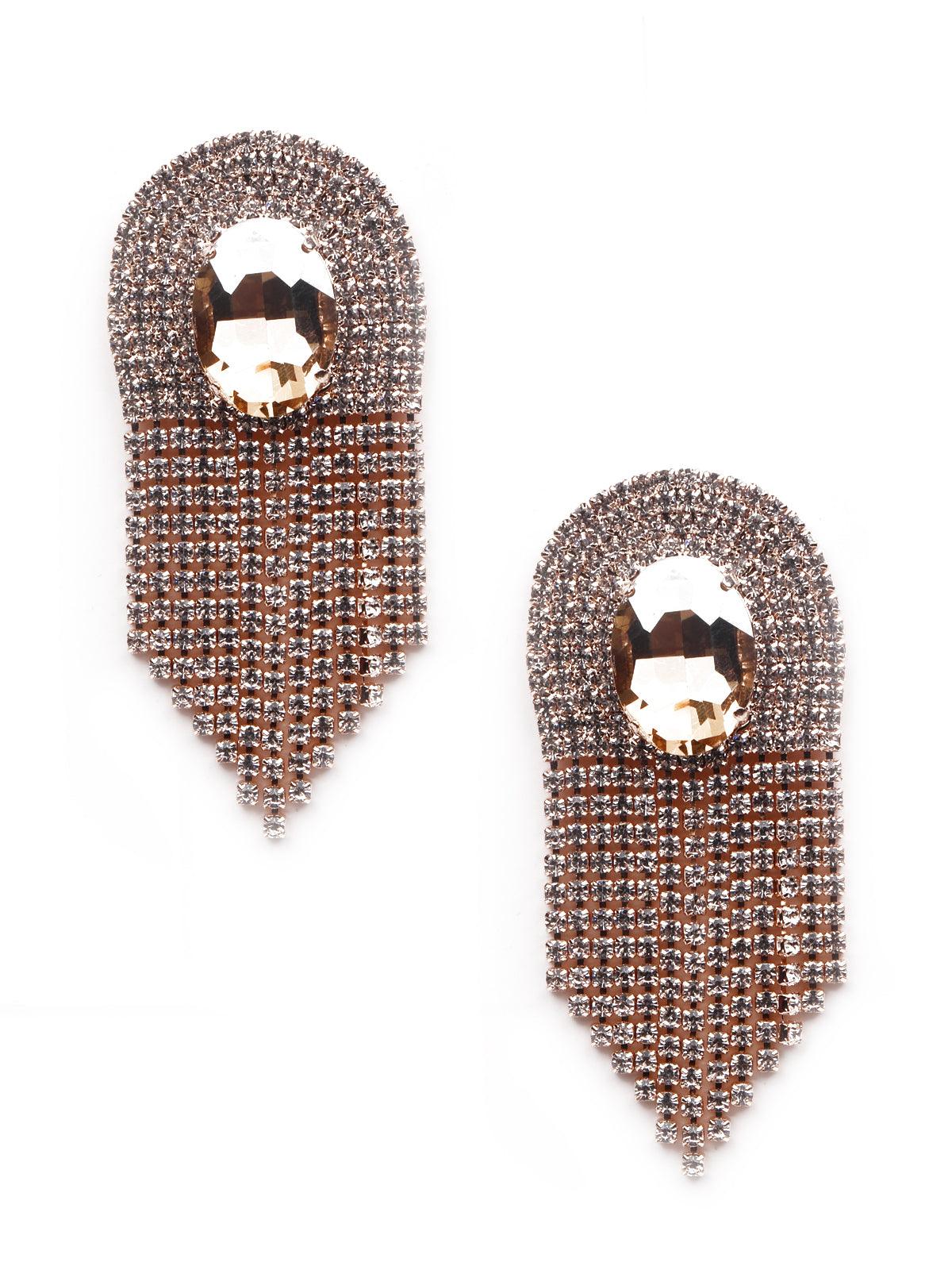 Women's Overloaded Crystal-Studded Tassel Earrings - Odette