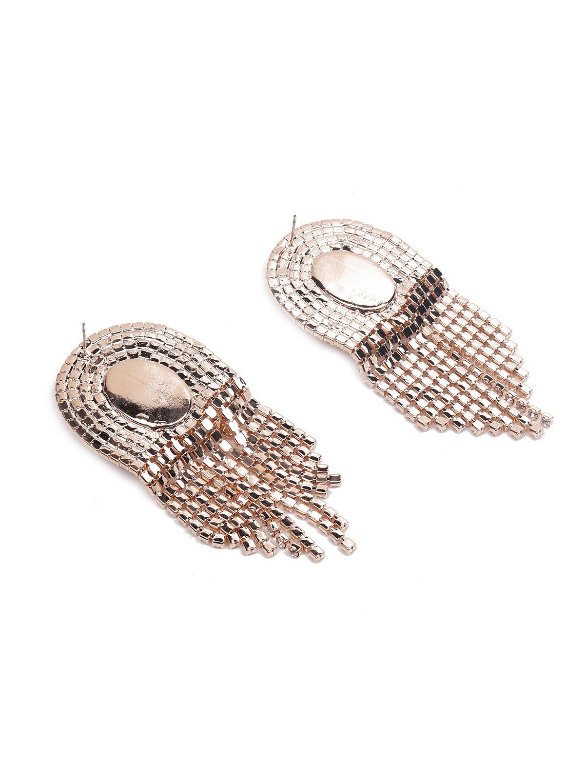 Women's Overloaded Crystal-Studded Tassel Earrings - Odette