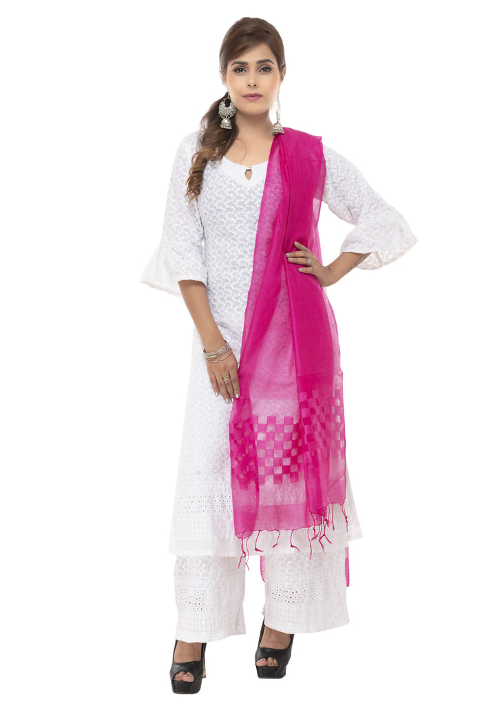 Women's Buta Cut Design Pink Colour Dupatta Mfd0041