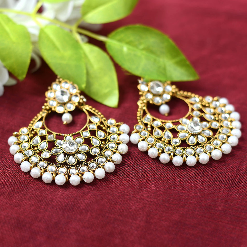 Johar Kamal Gold-Plated Kundan & Pearls Ear