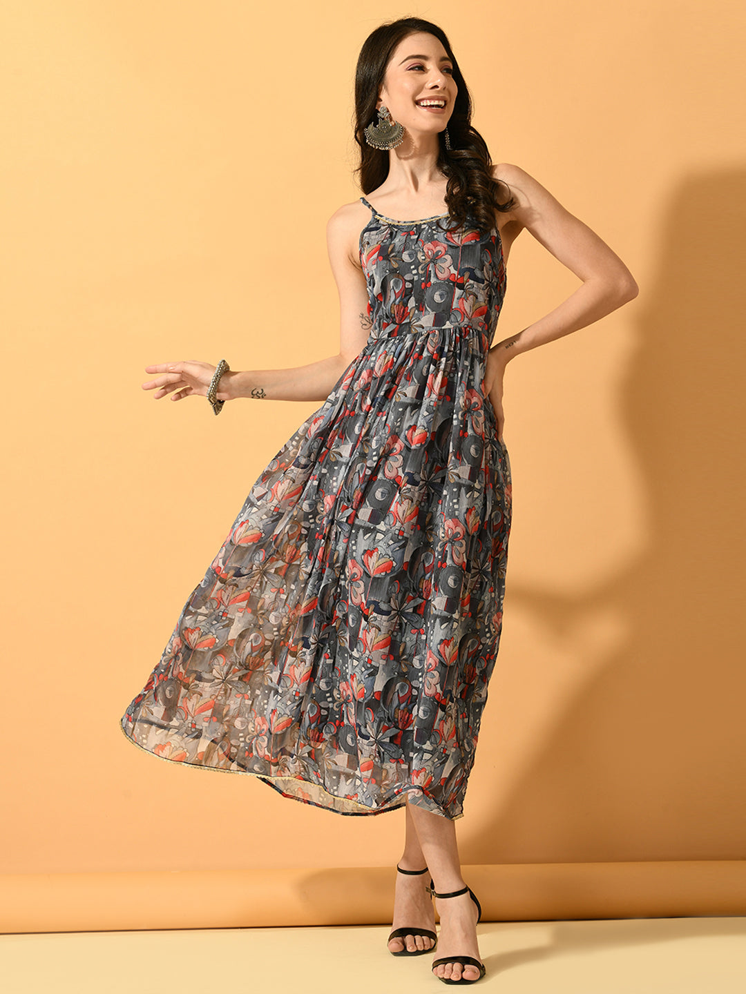 Women's Grey Fit And Flare Party Dress Trendia Women's Grey Fit And Flare Party Dress Trendia