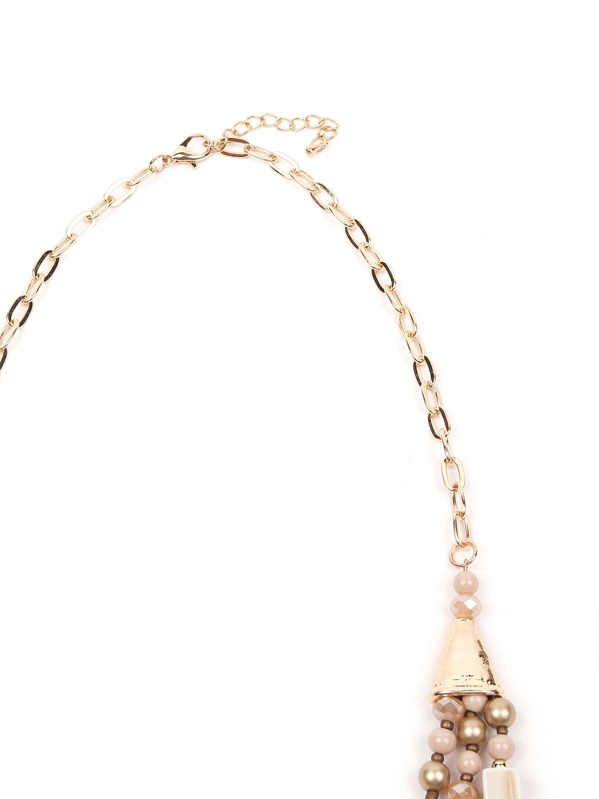 Women's Peach Colour Beaded Necklace - Odette
