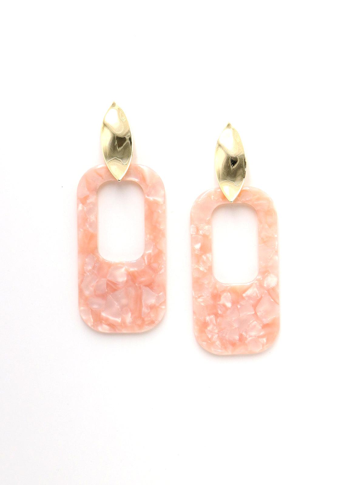 Women's Peach Stone Sober Dangle Earrings - Odette